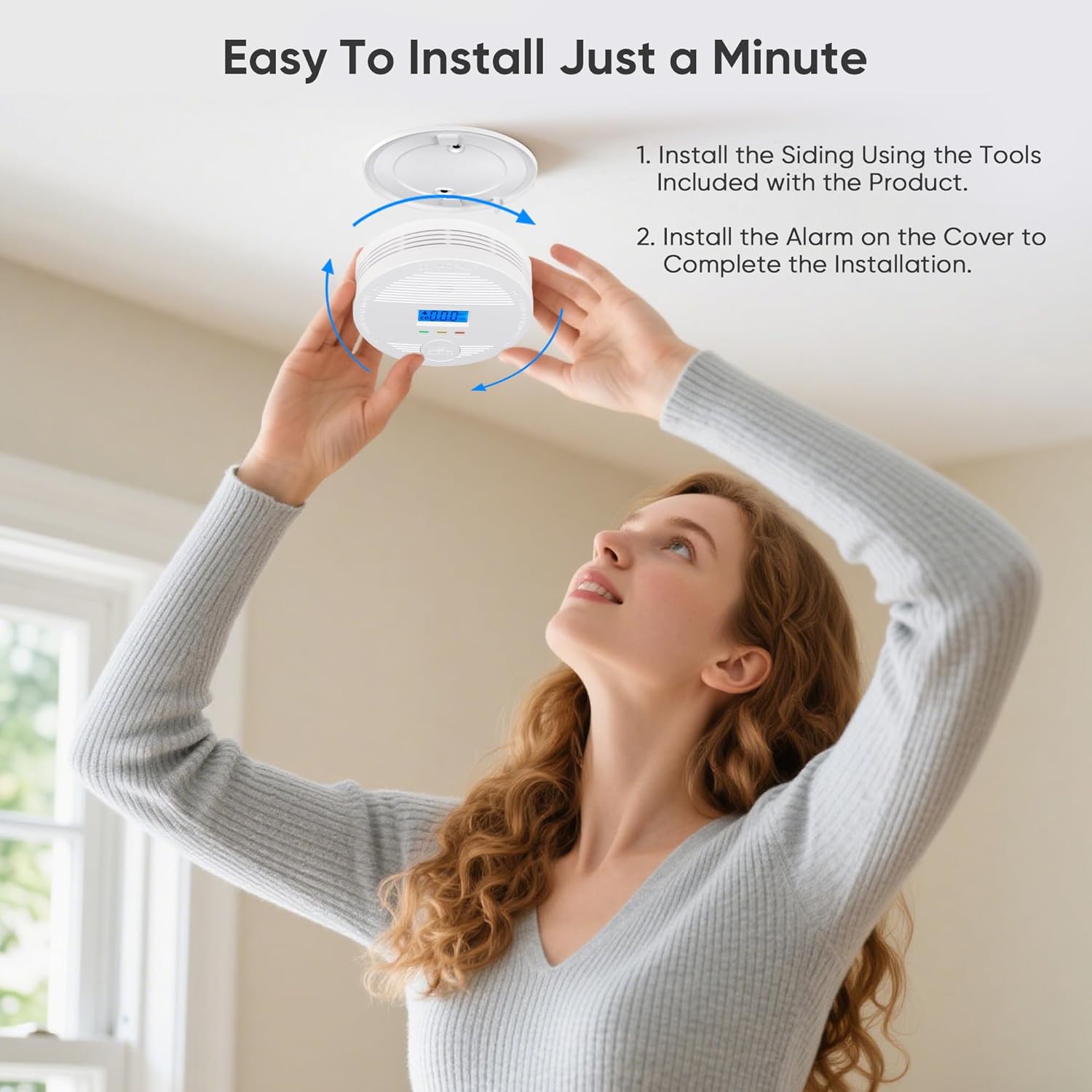 Interconnected Smoke and Carbon Monoxide Detector, 10-Year Battery Wireless Interlinked Smoke & CO Alarm with Dual Sensors, Home Fire & CO Safety Protection (3Pack)