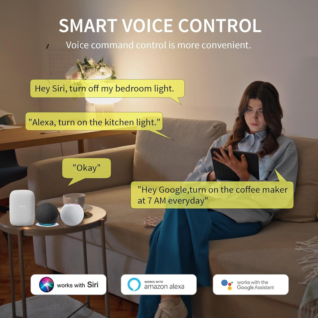 Minoston Matter Smart Plug, Smart Outlet Compatible with Alexa, Apple Home, Google Home, SmartThings, App and Voice Control, 100% Privacy, 2.4G Wi-Fi Only, White, 4 Pack