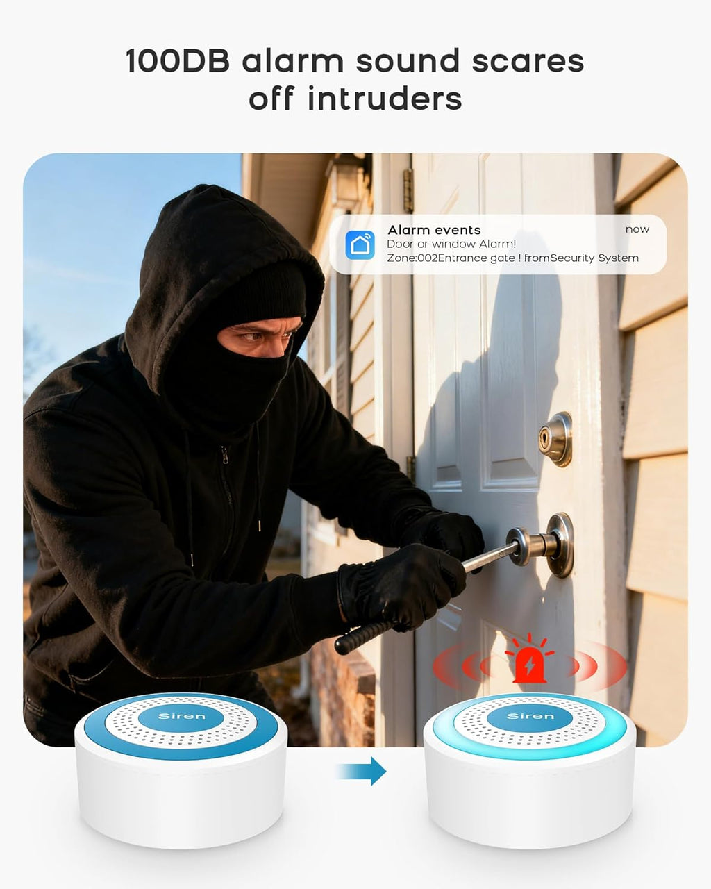 WiFi Door Alarm System, Wireless Alarm System 8 Piece Kit with Phone APP Alert Siren Door Window Sensor Motion Sensor