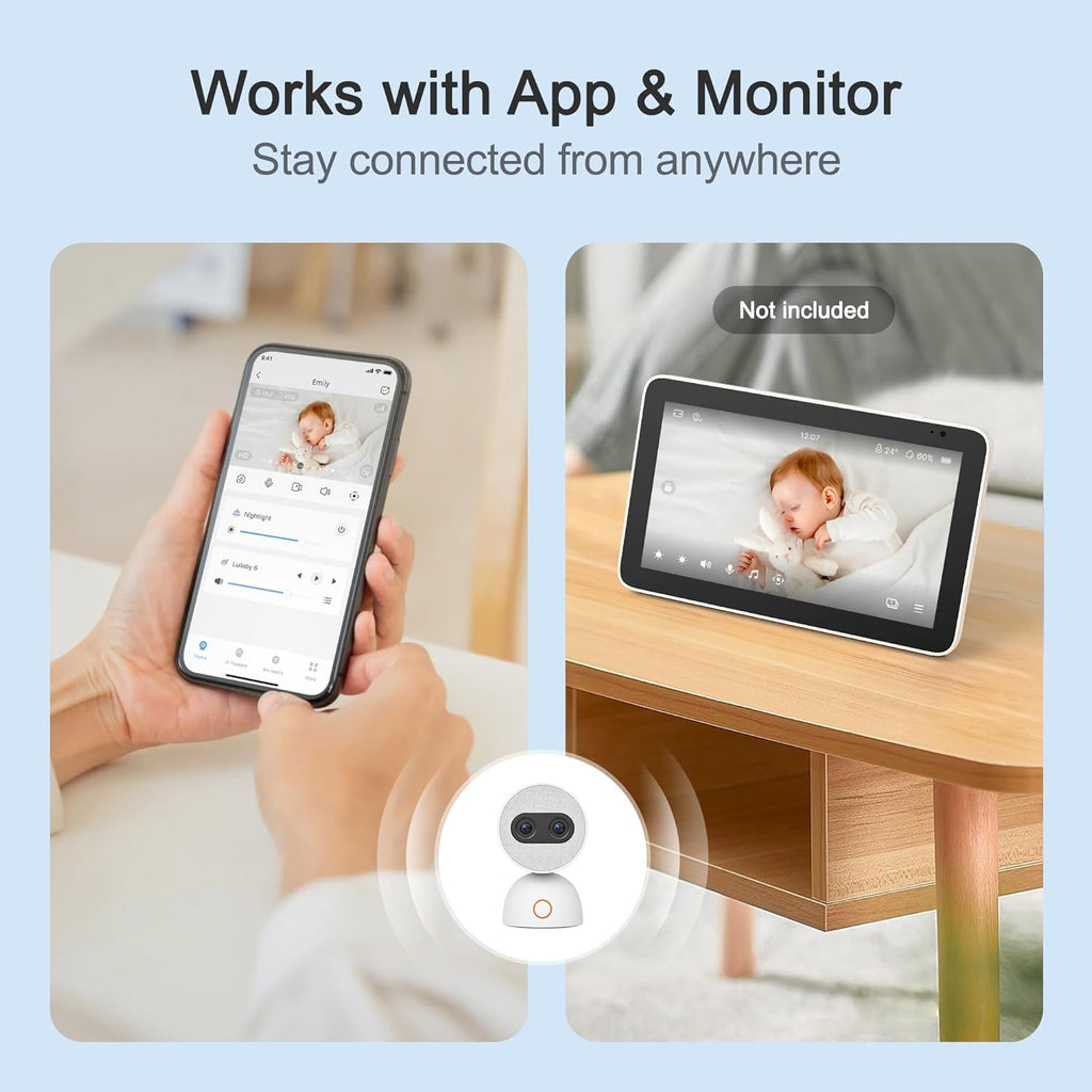 Simsky Split Screen Video Baby Monitor with Cameras, Dual 4MP Cameras with 6X Zoom, 7" UHD Touch Screen Portable Audio Baby Monitor 32GB Local Storage