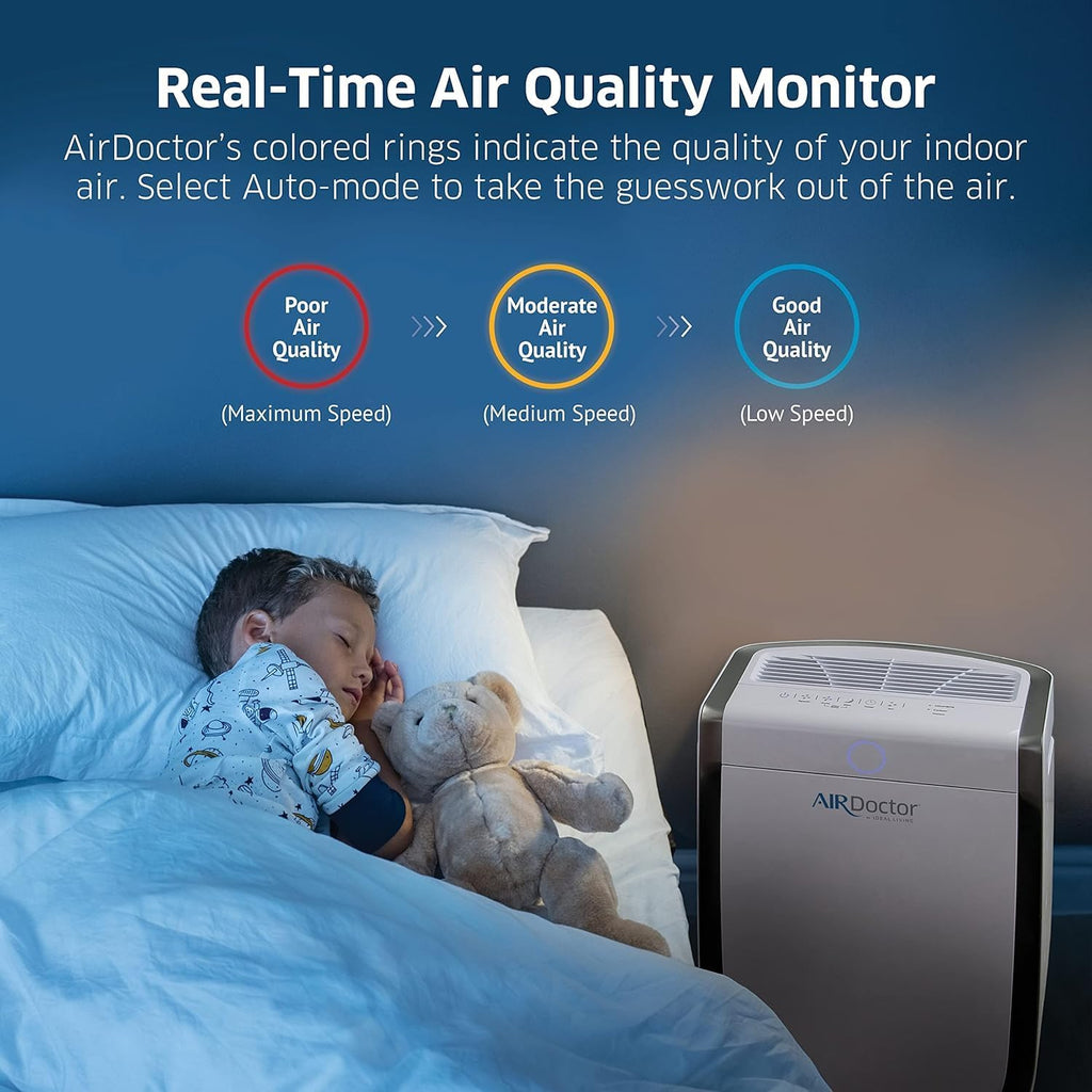 AIRDOCTOR AD3500 Air Purifier for Home and Large Rooms Up to 1260 sq. ft. 2x/hour | UltraHEPA, Carbon, VOC Filters and Air Quality Sensor. Captures Particles 100x Smaller Than HEPA