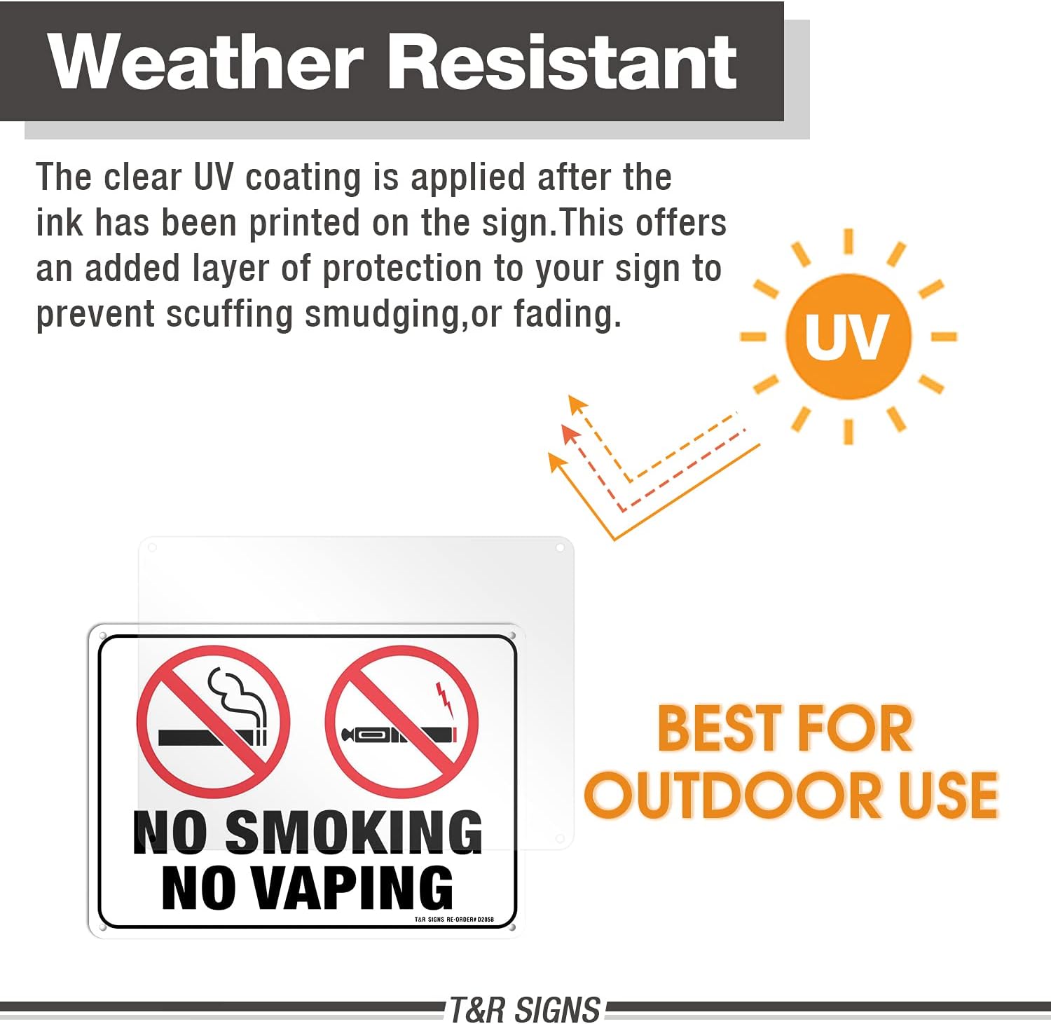 No Smoking No Vaping Sign - 4 Pack - 10 x 7 Inches Rust Free .040 Aluminum - UV Protected, Waterproof, Weatherproof and Fade Resistant - 4 Pre-drilled Holes