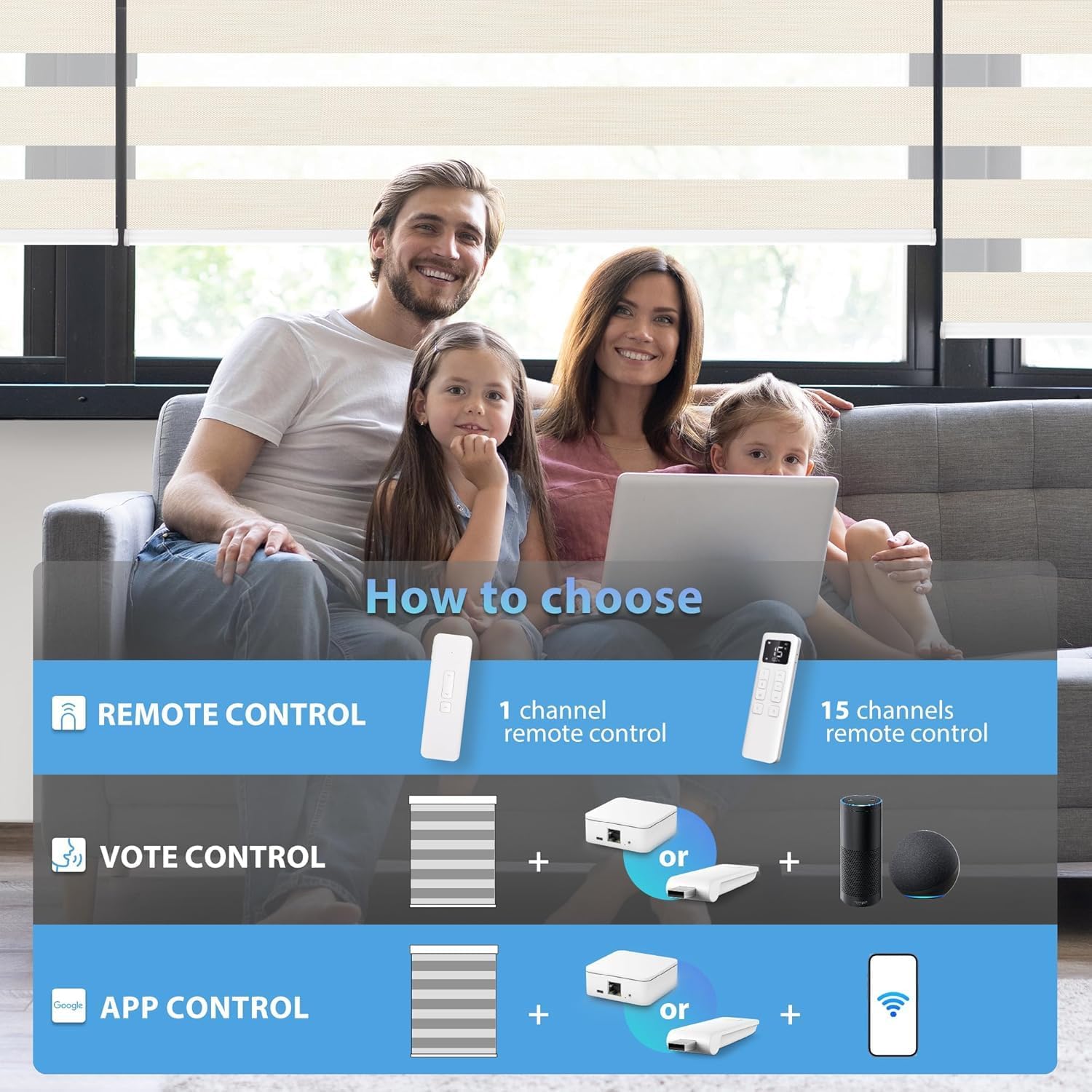 LazBlinds Motorized Zebra Roller Shades, Rechargeable Smart Blinds with Remote Control, Custom Size Light Filtering Dual Layer Roller Sheer Shades, Off-White Linen