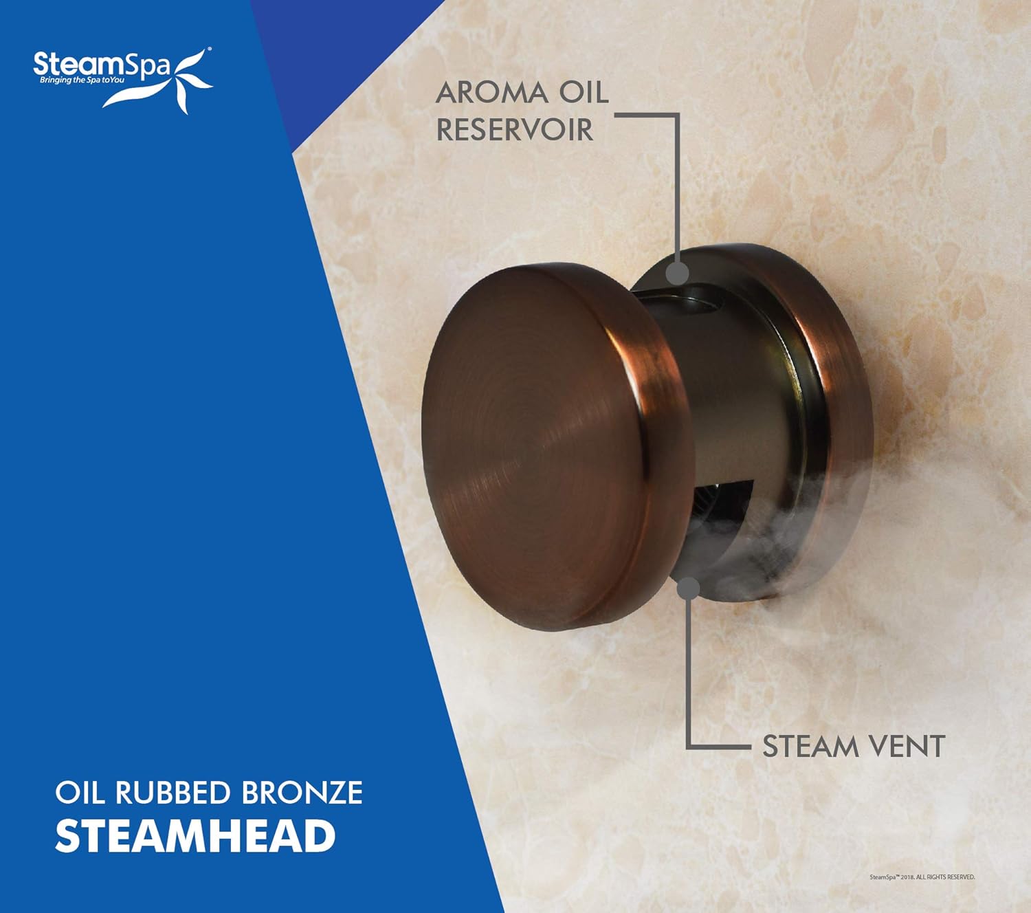 SteamSpa Executive 7.5 KW QuickStart ACU-Steam Bath Generator Package with Built-in Auto Drain in Oil Rubbed Bronze | Steam Generator Kit with Dual Control Panel Steamhead 240V | EXT750OB-A