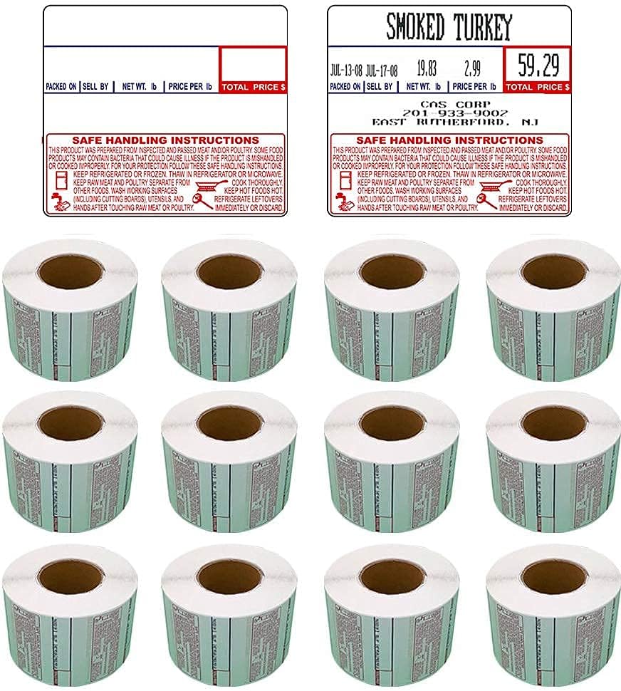 VisionTechShop LST-8030 Printing Scale Label, 58 x 50 mm, Non-UPC/Safe Handling, 12 Rolls Per Case