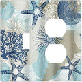 Decorative Outlet Covers Blue Starfish Brown Coral Ocean 2 Gang Light Switch Cover Plate Single Toggle Duplex Wall Plates for Electrical Outlets Switch Plate Covers for Girlroom Home Decor