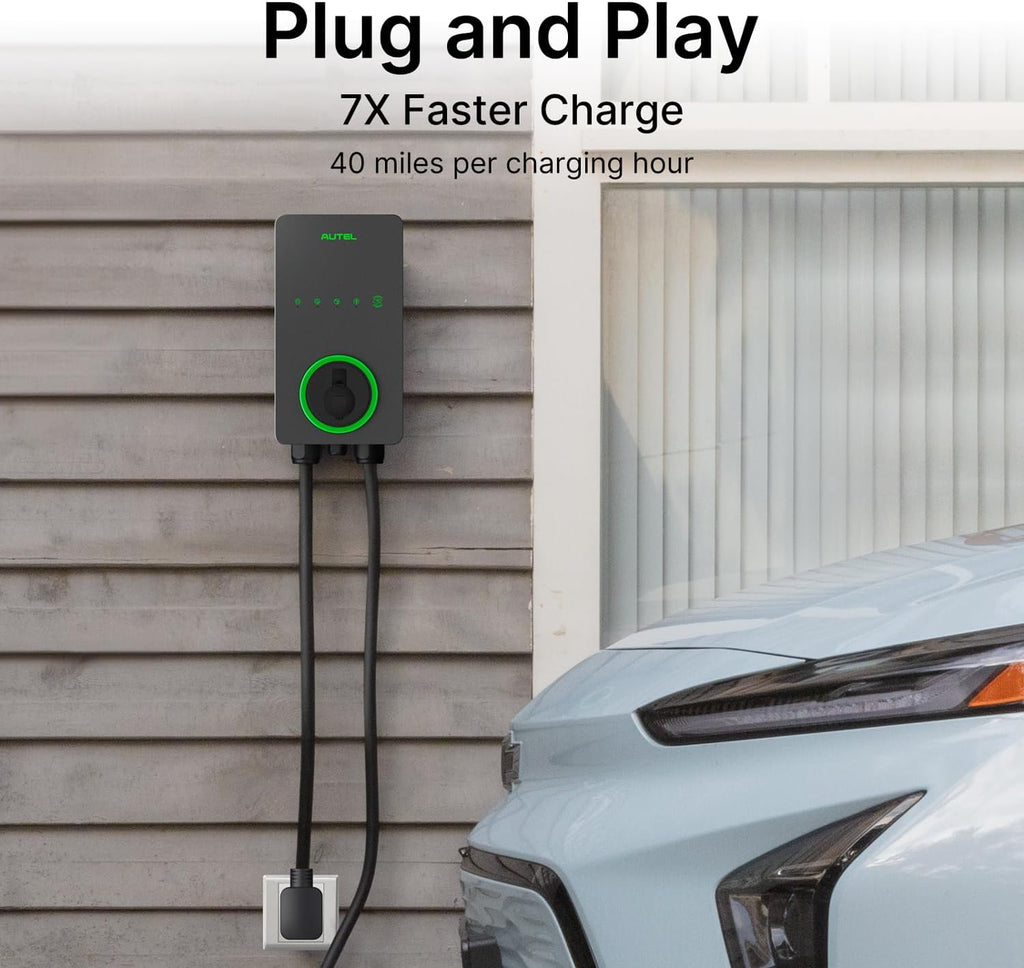 Autel Level 2 EV Charger 40 Amp Home Smart AI Electric Vehicle (EV) Charger, Wi-Fi and Bluetooth Enabled EVSE, with in-Body Holster and 25-Foot Cable NEMA 14-50 Plug(Dark Gray)