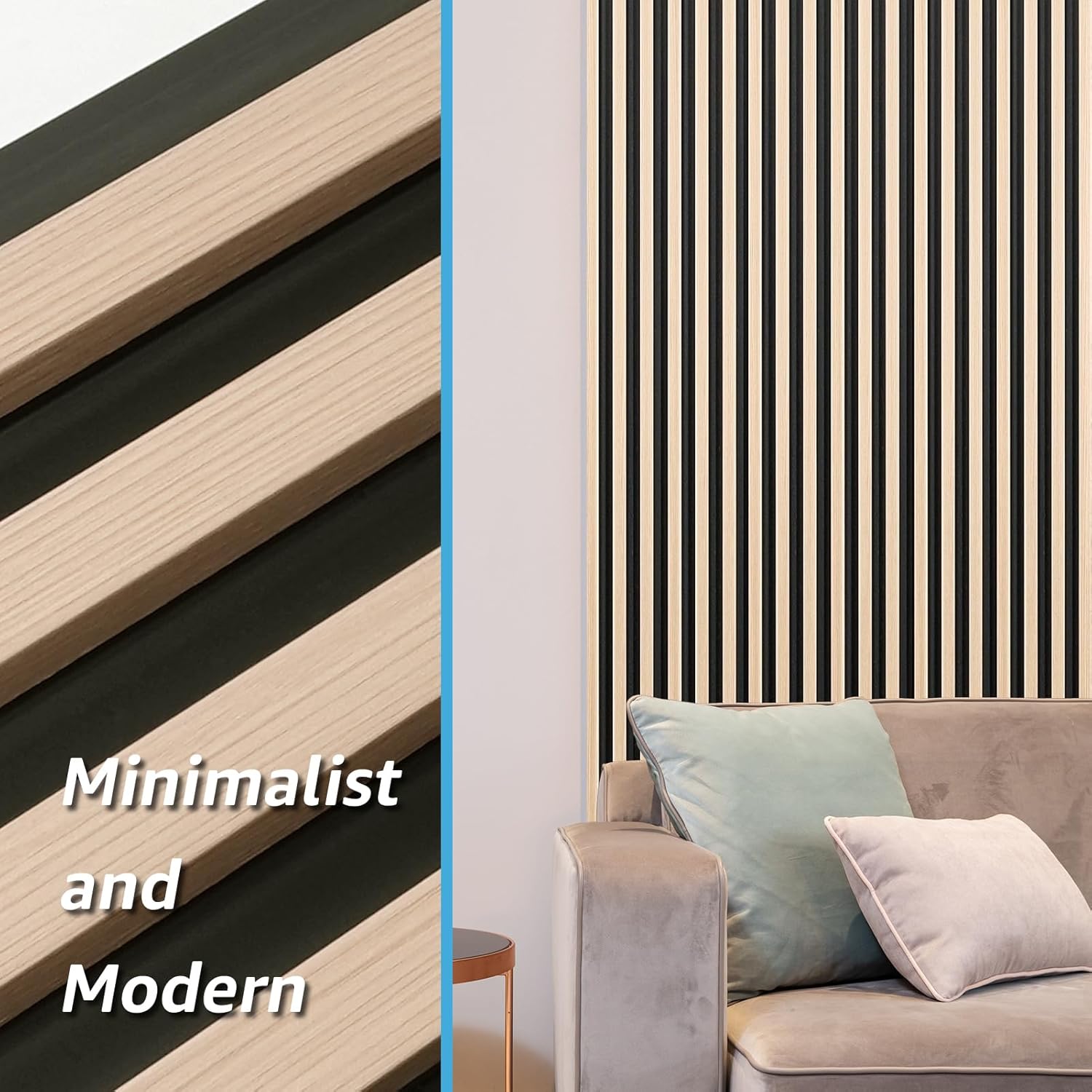 Art3d 8-Pack WPC Wood Slat Wall Panel for Interior Décor, 3D Wood Fluted Acoustic Paneling for Living Room Bedroom Home & Office Accent Wall Decor - 96 x 6 Inch Oak