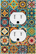 Outlet Covers Mexican Talavera Colorful Mosaic Tiles 1 Gang Duplex Light Switch Cover Decorative Switch Plates Electrical Receptacle Faceplate Wall Plate For Bathroom Kitchen Decor
