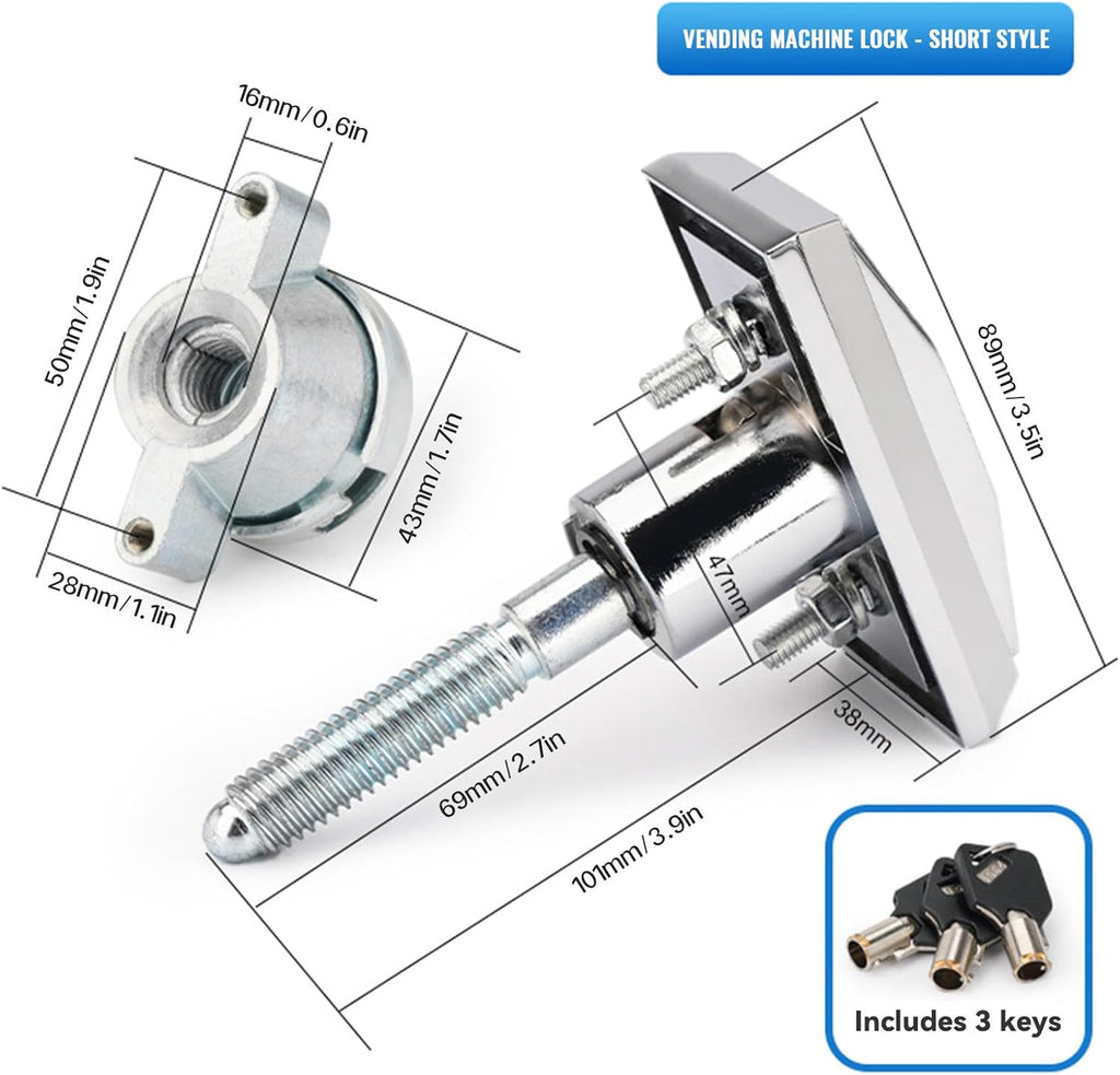 Vending Machine Key,T-Shaped Vending Machine Lock,Non Universal Key Combination,High Security,Suitable for Coin Operated Gaming Machines,Self-Service Car Washing Machines,Etc
