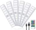 LED Closet Light, 6 Pcs 30LEDs Dimmer Rechargeable Motion Sensor Under Cabinet Lighting, Stick-Anywhere Night Safe Light Bar for Wardrobe,Kitchen