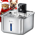 DownyPaws Cat Water Fountain Stainless Steel Wireless, 101 oz/3L FurSink Cordless Water Fountain for Cats, Battery Operated Cat Fountains for Drinking with Motion Sensor, Easy Clean, Metal