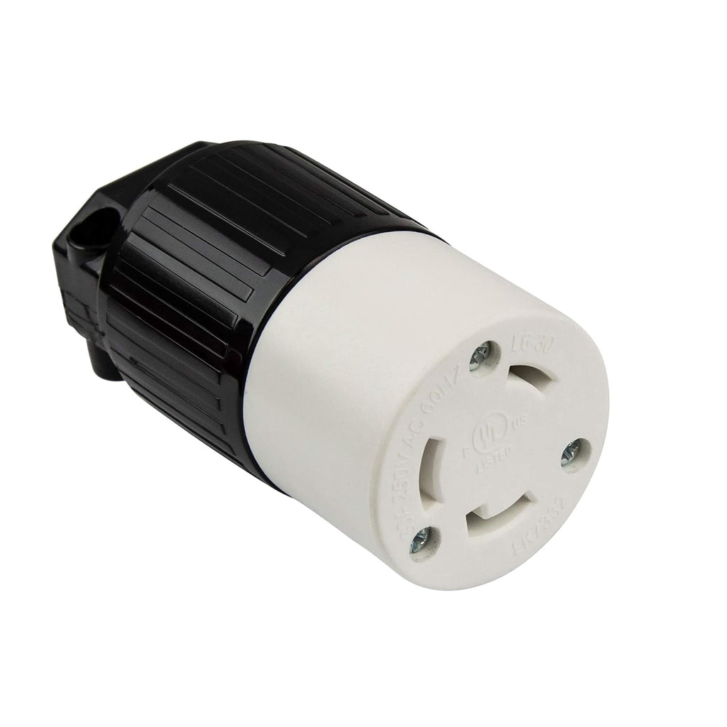 ENERLITES NEMA L6-30R Locking Connector for Generator, Twist Lock Female Plug, 30 Amp, 250 Volt, 2 Pole, 3 Wire Grounding, Industrial Grade, UL Listed, 66462-BK, Black