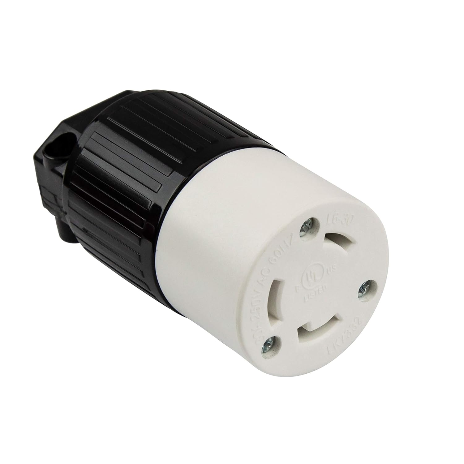 ENERLITES NEMA L6-30R Locking Connector for Generator, Twist Lock Female Plug, 30 Amp, 250 Volt, 2 Pole, 3 Wire Grounding, Industrial Grade, UL Listed, 66462-BK, Black