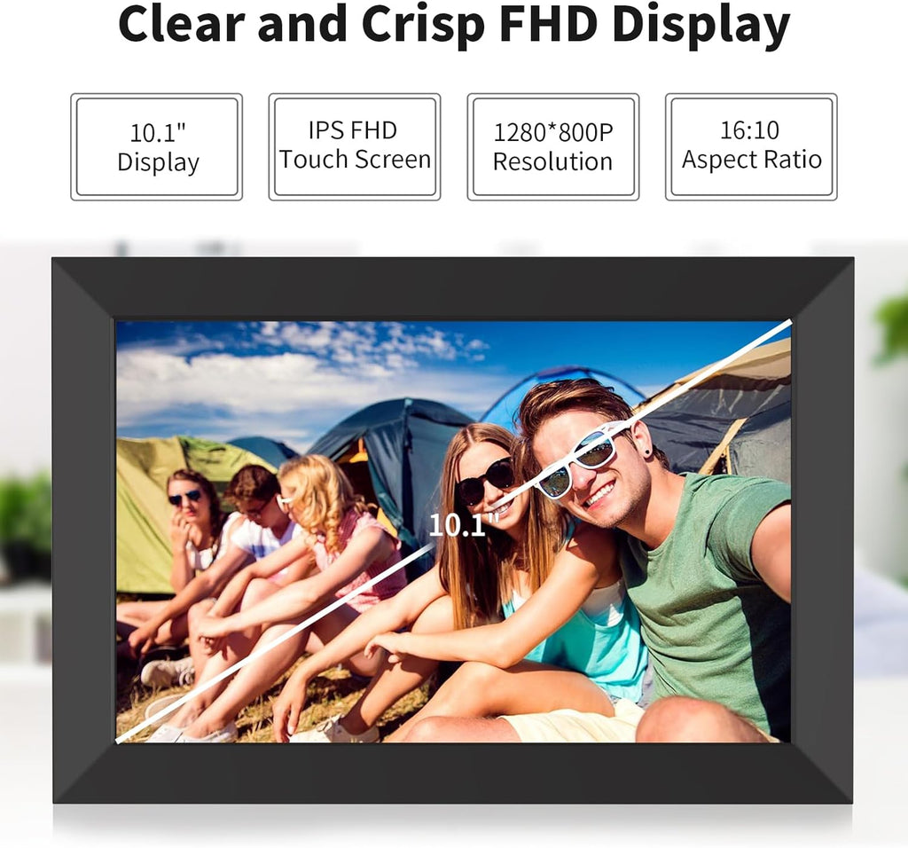 Digital Picture Frame, 10.1 Inch WiFi Digital Photo Frame Electronic Picture Frame Slideshow, Built in 16GB Storage, Wall-Mounted, Auto Rotate, Easy to Upload Photos and Video Instantly via Uhale APP