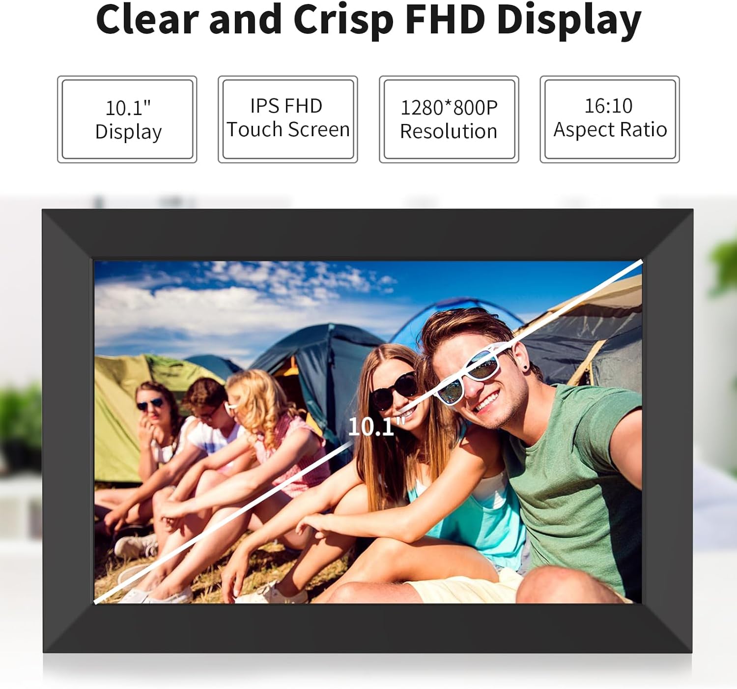 Digital Picture Frame, 10.1 Inch WiFi Digital Photo Frame Electronic Picture Frame Slideshow, Built in 16GB Storage, Wall-Mounted, Auto Rotate, Easy to Upload Photos and Video Instantly via Uhale APP