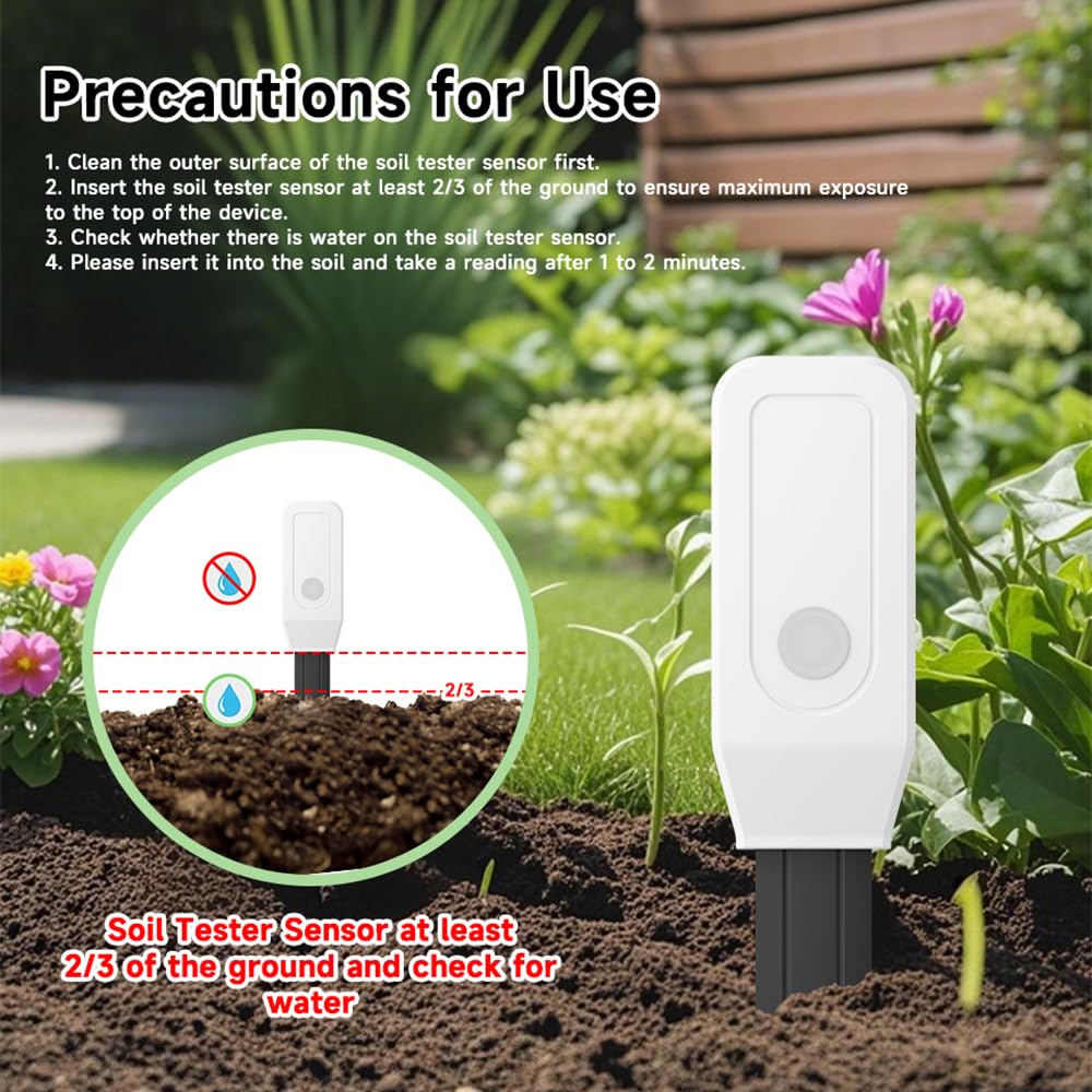 Smart Soil Tester Sensor,2.4G WiFi Humidity Meter and Temperature Tracker for Indoor Plants and Gardening, Real-time Notifications and app Control by Tuya/Smart Life,No Hub Required