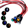 5pcs 6mm LED Indicator Light Plastic Black Signal Dot Lamp 12V-24V 1/4" Mounting Hole Size with 15cm/5.9in. Wire (Mix:Red White Yellow Blue Green)