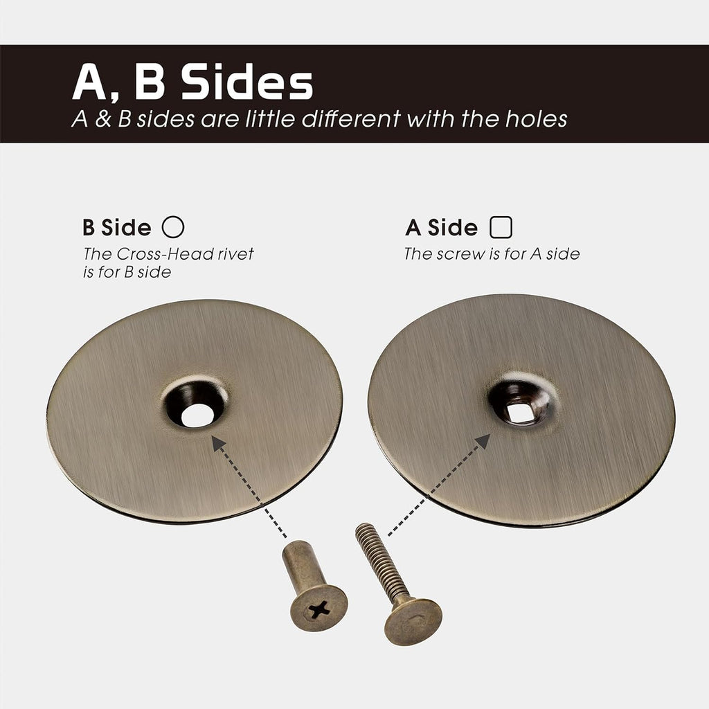 Door Hole Cover Plate, 2-5/8" Diameter Solid Steel, Hole Filler Plate (2, Antique Brass)