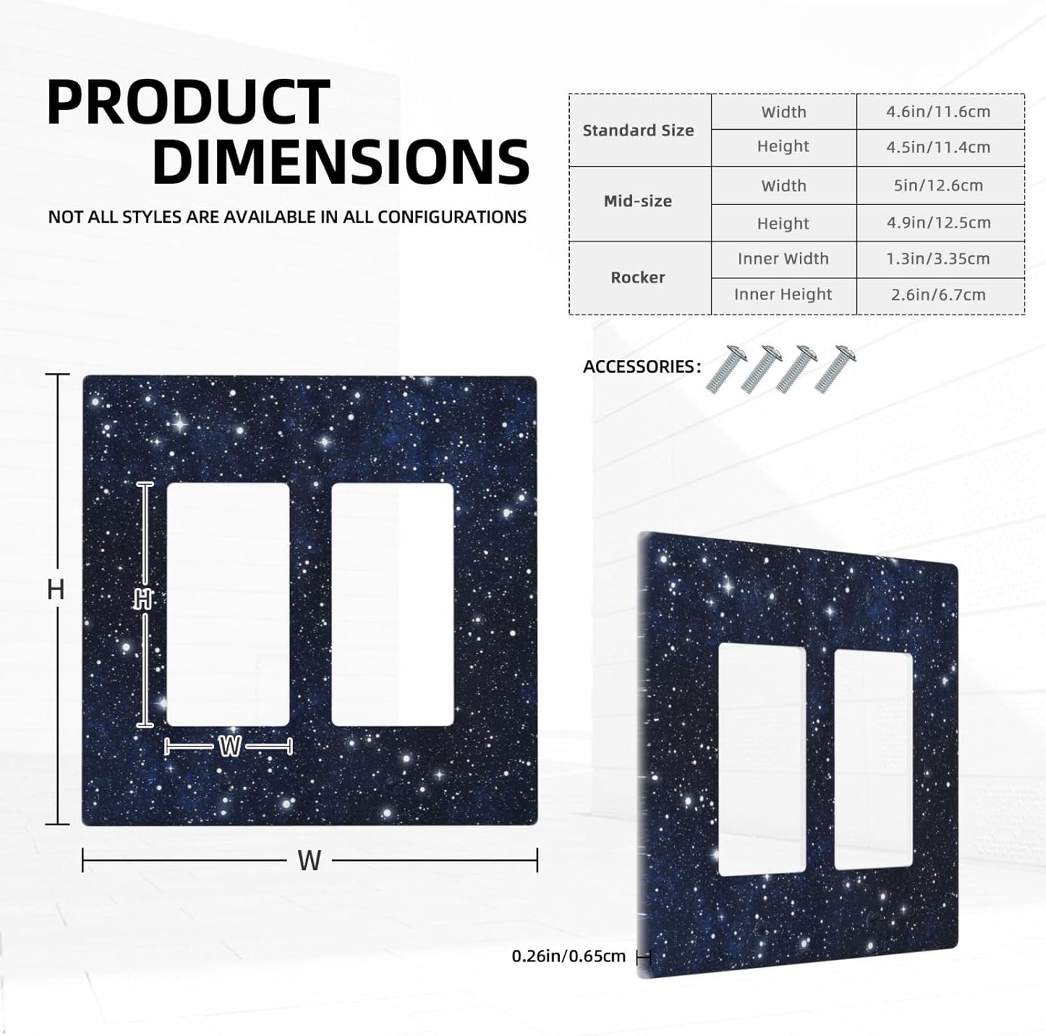 Decorative Outlet Covers Blue Galaxy Universe Space Stars 2 Gang Wall Plate Double Rocker Two Switch Wall Cover Plate Light Switch Cover Plate Faceplate for Country Bedroom Home Decor