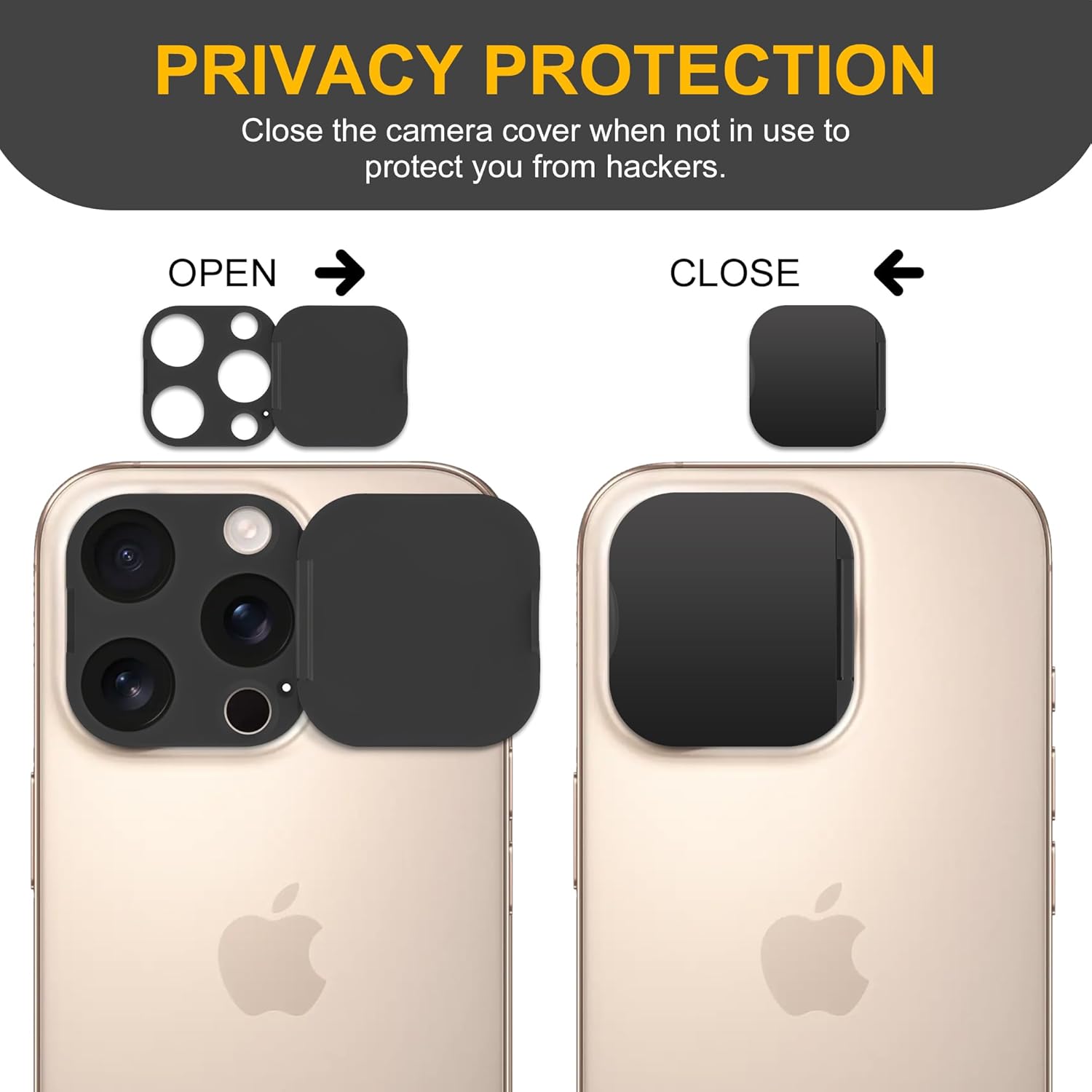 3 Pack Privacy Cover Compatible for iPhone 15 Pro/iPhone 15 Pro Max with 2 Front Camera Privacy Cover, Anti-Spy Camera Cover, Easy-Adhesive Design, Safeguard on iPhone 15 Pro/15 Pro Max. Black