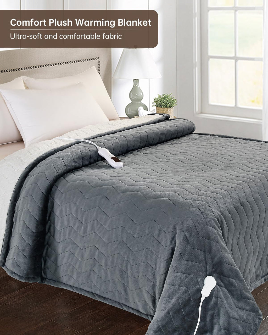 Electric Heated Blanket Full Size, Washable Blanket Warmer for Home for Adults, Fast Heating, Super Cozy Soft Flannel 72" x 84", 9 Heat Levels, 1-9H Auto-Off, ETL Certified, Dark Gray