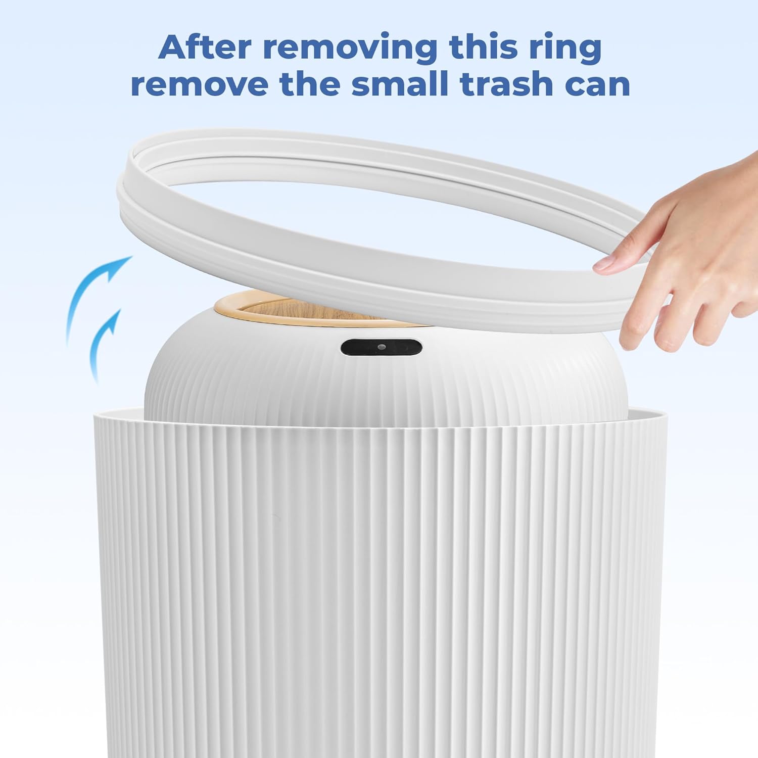 Pukomc 2 Pack Automatic Trash Can 12L /3 Gallon and 10L /2.64 Gallon Bathroom Trash Bin with Lid Touchless Small Smart Motion Sensor Garbage Cans for Kitchen, Bathroom,Living Room and Bedroom