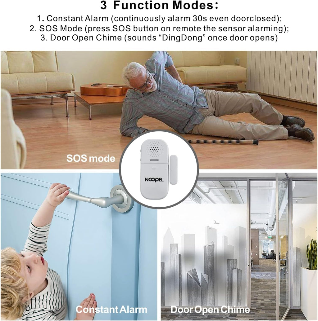 Door Alarms for Kids Safety, 2 Pack 130dB Window Sensor Pool Alarms When Opened for Home Security, 2-in-1 Alarm & Chime, 5-Level Volume Control, Door Chimes When Door Opens with Remote