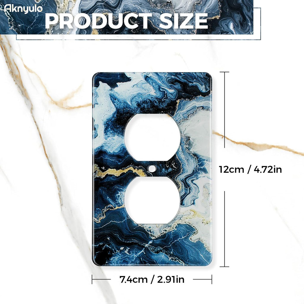 Art Light Switch Covers Luxurious Blue and Gold Marble Acrylic Switch Light Cover Decorative Outlet Covers Wall Plate Single Toggle Wall Plate Cover Wall Plate 1 Gang Rocker Outlet Wall Plate