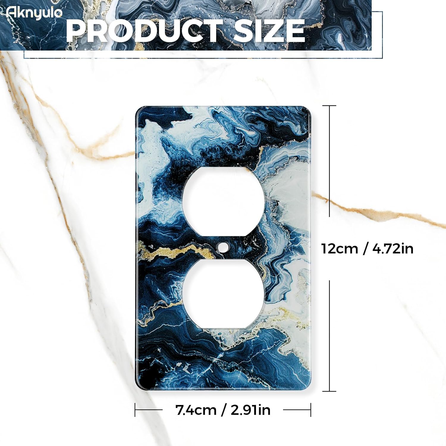 Art Light Switch Covers Luxurious Blue and Gold Marble Acrylic Switch Light Cover Decorative Outlet Covers Wall Plate Single Toggle Wall Plate Cover Wall Plate 1 Gang Rocker Outlet Wall Plate