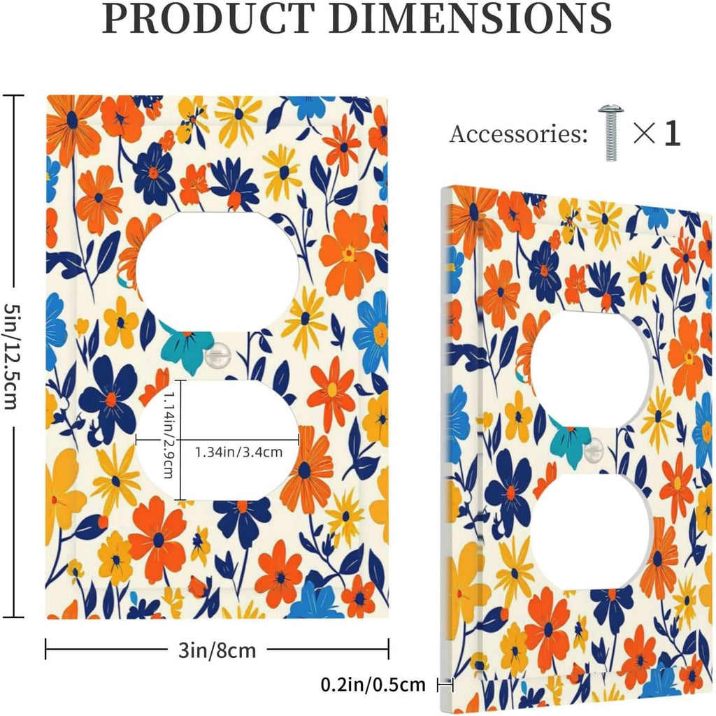Nature Flowers Botany Plant Art Floral Outlet Covers 1 Gang Duplex Light Switch Cover Wall Plate Decorative Switch Plates Electrical Receptacle Faceplate for Bedroom Bathroom Decor