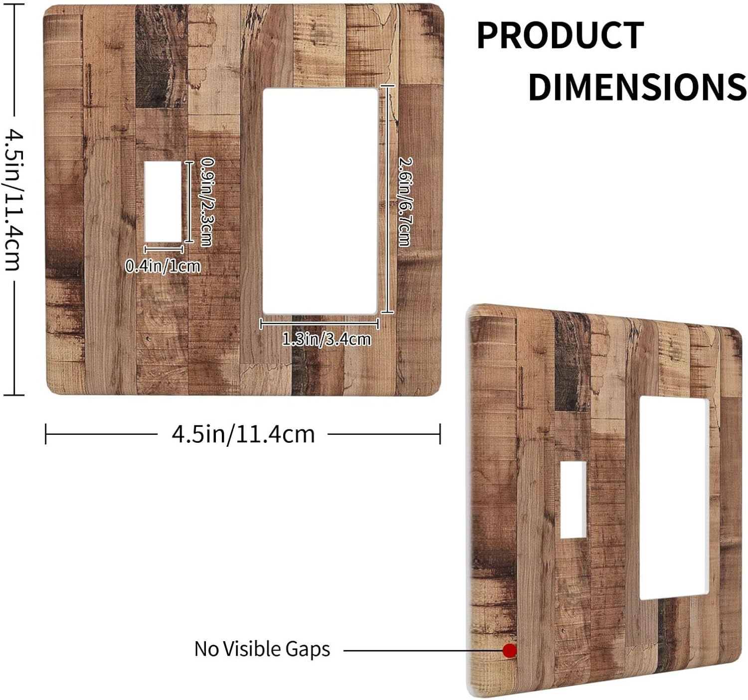Outlet Covers Rustic Brown Wood Grain 1 Toggle 1 Rocker Combination Decorative Wall Plate Electrical Switch Plates Light Switch Cover Plate for Farmhouse Kitchen Decor