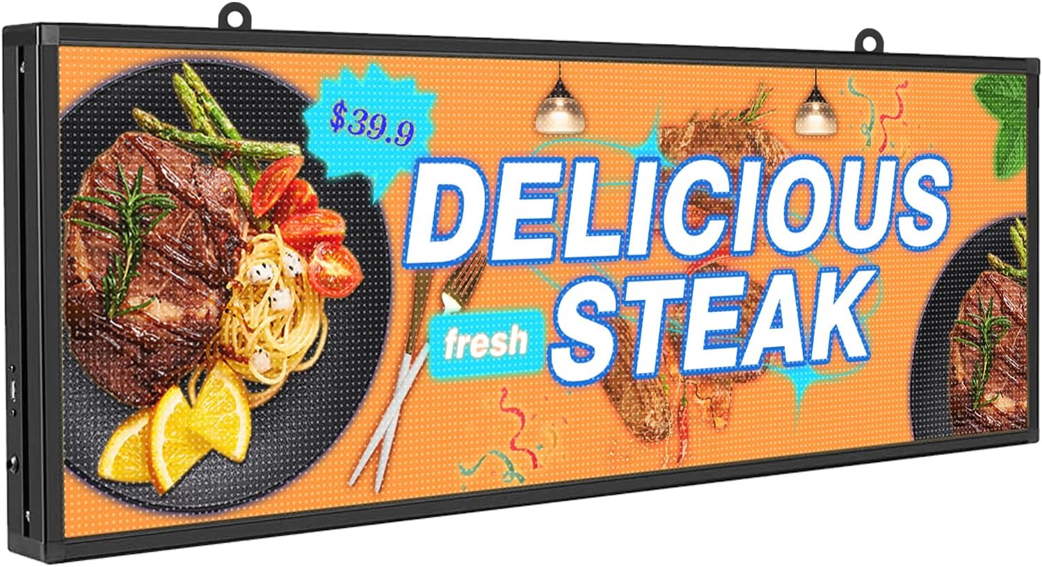 P5 Outdoor IP65 Waterproof 39"x14" Programmable LED Sign Board - WiFi Full Color High-Res Scrolling Display, USB Control, Custom Images & Video for Business