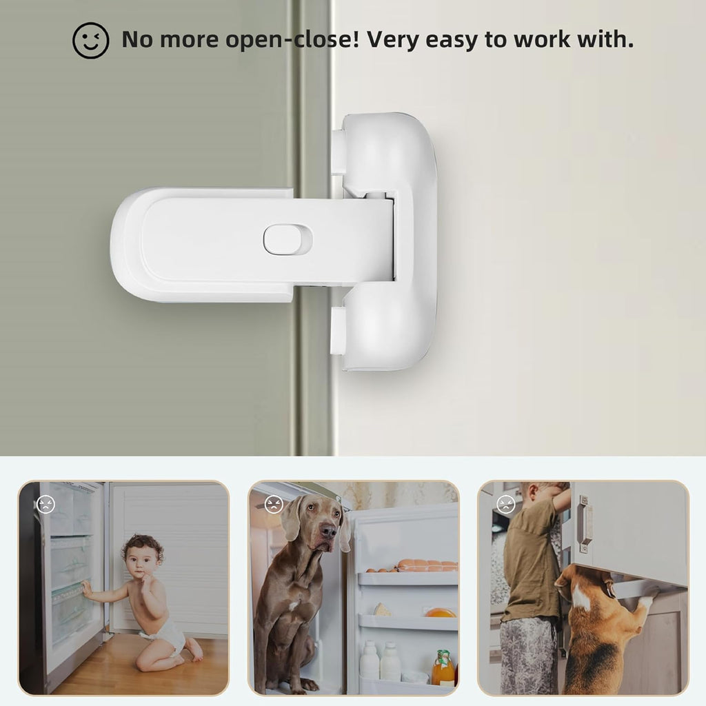 Refrigerator Fridge Freezer Door Lock For Kids, Baby Safety Fridge Lock,To Keep Door Closed, No Tools Required And Easy Installation (White)