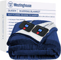 Westinghouse Electric Blanket Queen, Heated Blanket Queen Size with 10 Heating Levels and 1 to 12 Hours Heating Time Settings, Flannel to Sherpa Reversible, Machine Washable (84" x 90", Navy)