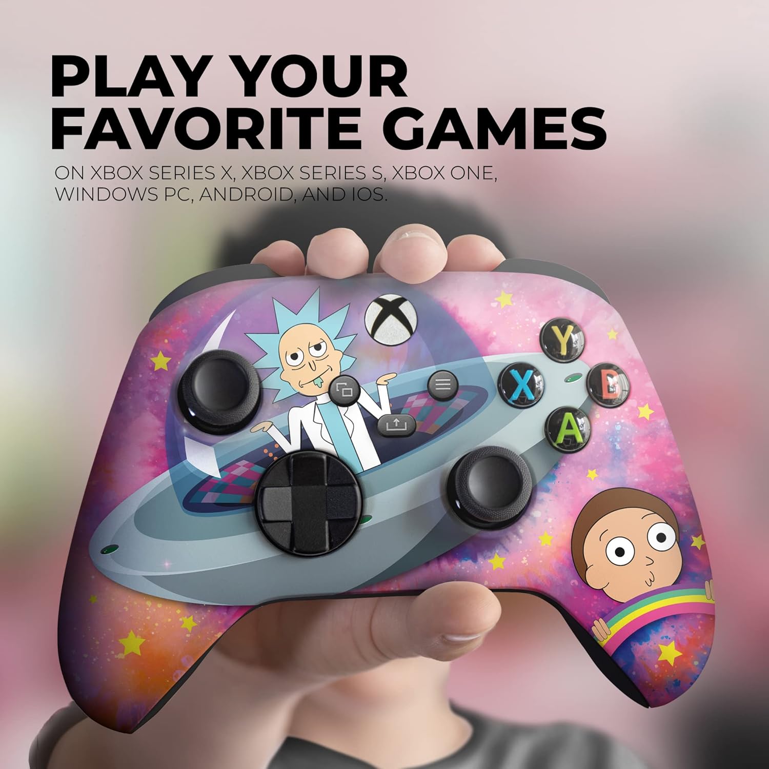 DreamController Schwifty Rickky & Mortty Custom X-box Controller Wireless compatible with X-box One/Series X/S Proudly Customized in USA with Permanent HYDRO-DIP Printing (NOT JUST A SKIN)