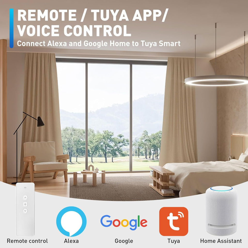 Smart Electric Curtains Track, Ceiling Curtains Track Adjustable Retractable Motorized Curtain Rod From 94 to 177 Inches, Automatic Curtain Opener, Work with Alexa/Google Home/Tuya Voice Control