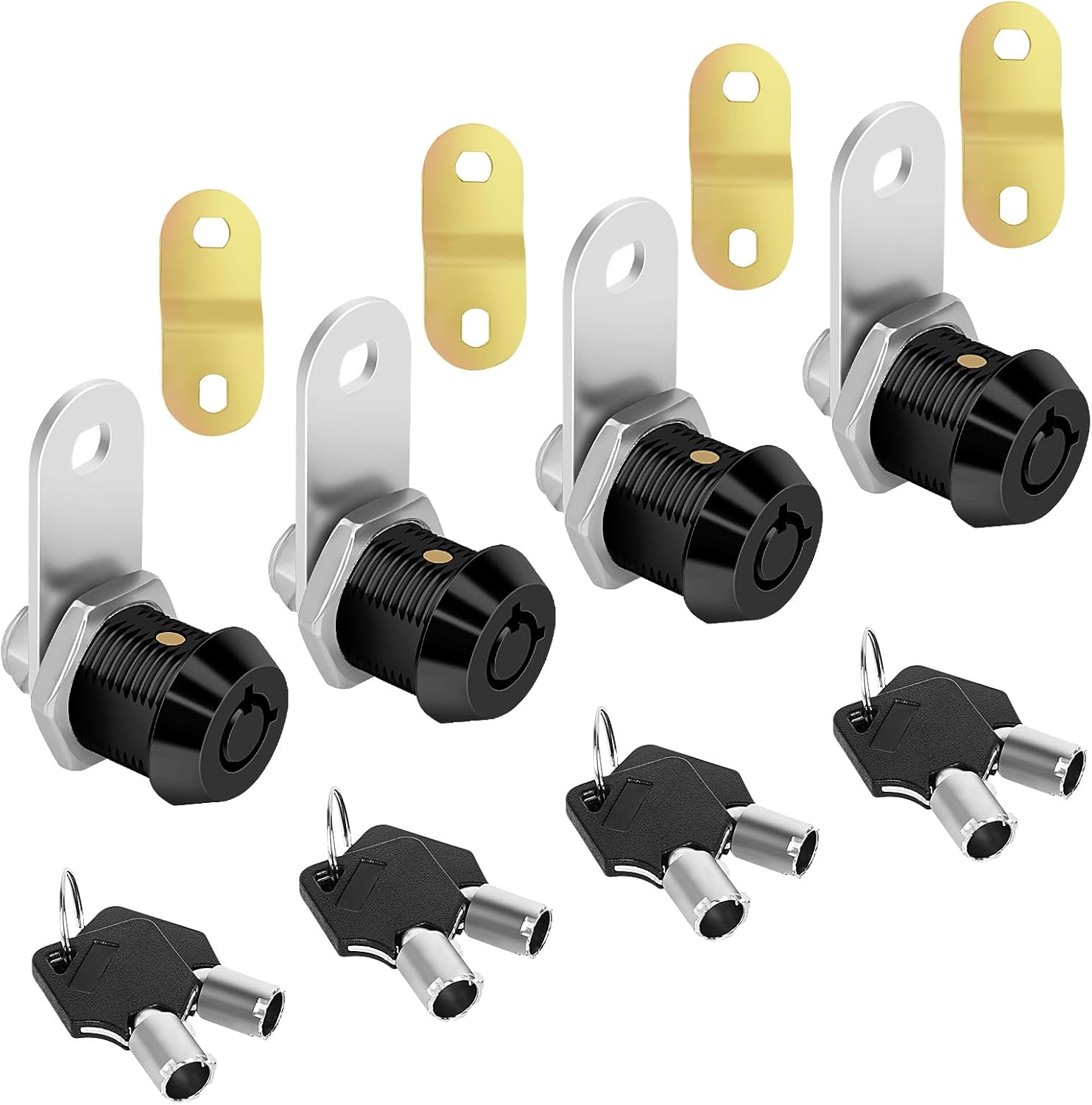 Cabinet Locks with Keys RV Storage Lock, 5/8" Cylinder Toolbox Locks Fits RV Compartment Replacement Set with 8 Keys, Black Finish (4, Black 5/8 Inch)
