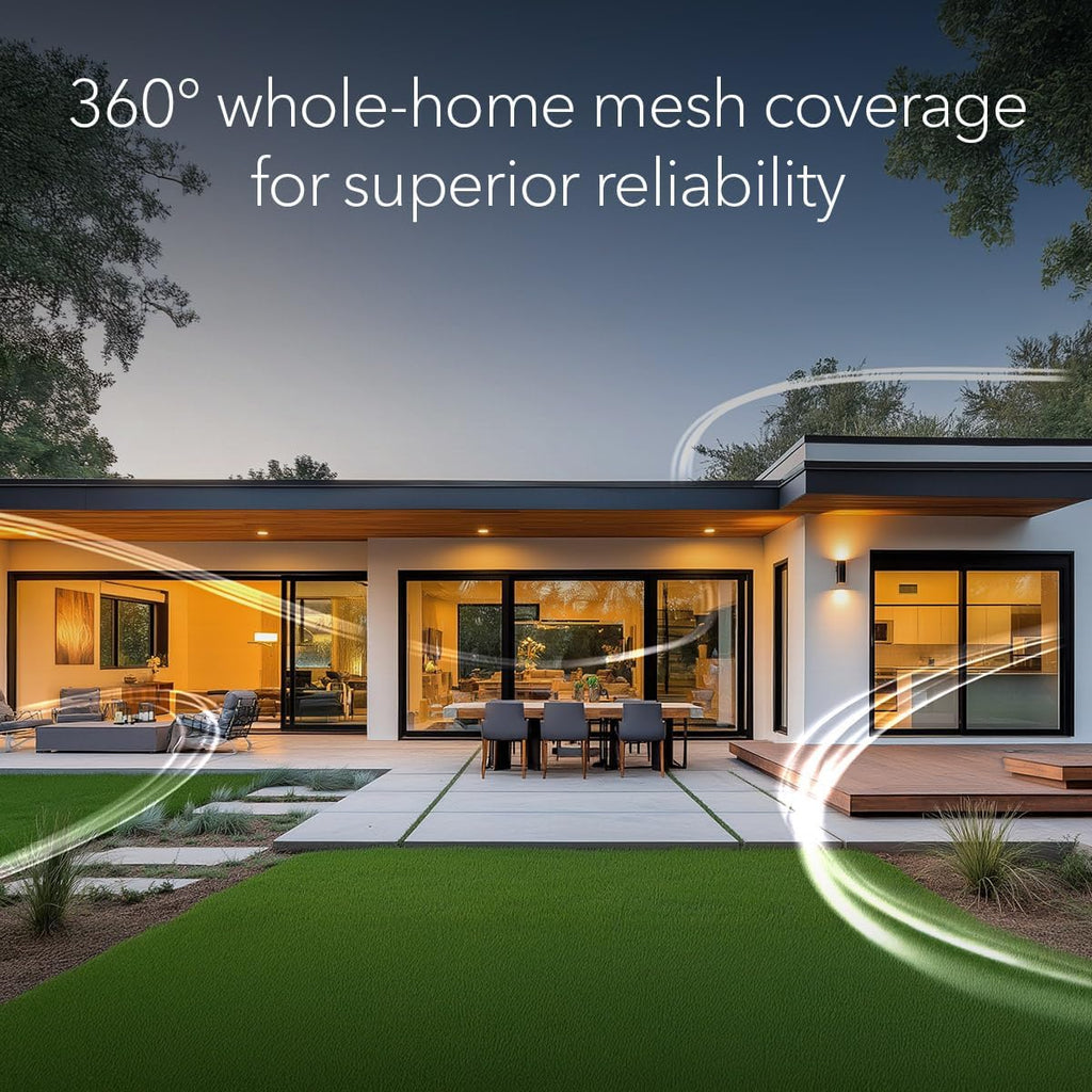 NETGEAR Orbi 370 Series Dual-Band WiFi 7 Mesh Network System for Home (RBE373) – Wireless Router + 2 Extenders, Security Features, 5 Gbps, Covers 6,000 sq.ft., 70 Devices, 2.5GB Internet Port, BE5000