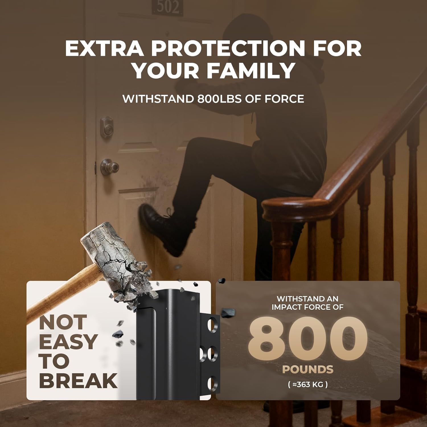 6 Pack Home Security Door Reinforcement Lock, Childproof Safety Door Lock Latch Stopper, Removable Screw-Mounted, Prevent Home Unauthorized Entry, Aluminum Construction, Withstands 800 lbs