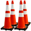 BESEA 4PACK 28” inch Traffic Safety Cones Orange Road Parking Cones Heavy Duty Construction Cone Structurally Stable for Traffic Control at Public Place