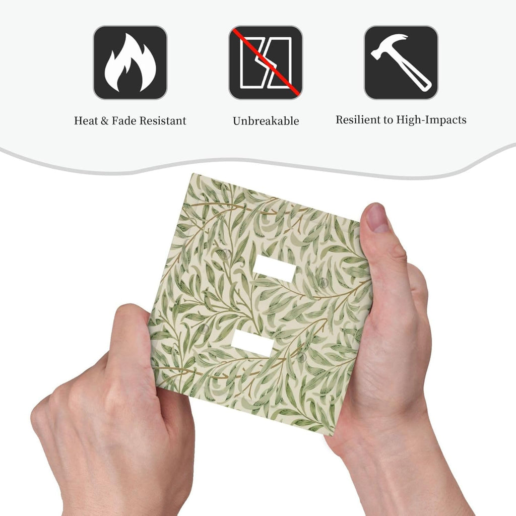 Decorative Light Switch Cover Vintage Morris Willow Leaf Green Leaves Double Toggle Switchplate 2 Gang Personalized Wall Plate Switchcovers Decora Light Switch Plate for Home Decor