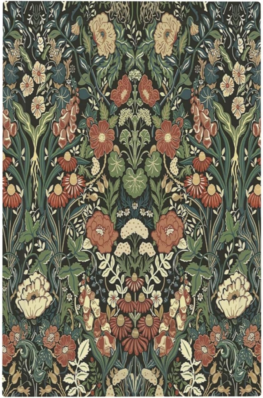 Light Switch Cover Plate Vintage Dark Floral William Morris Green Flower 1 Gang No Device Blank Electrical Wall Plates Faceplate Decorative Switch Plate for living Room Home Decor