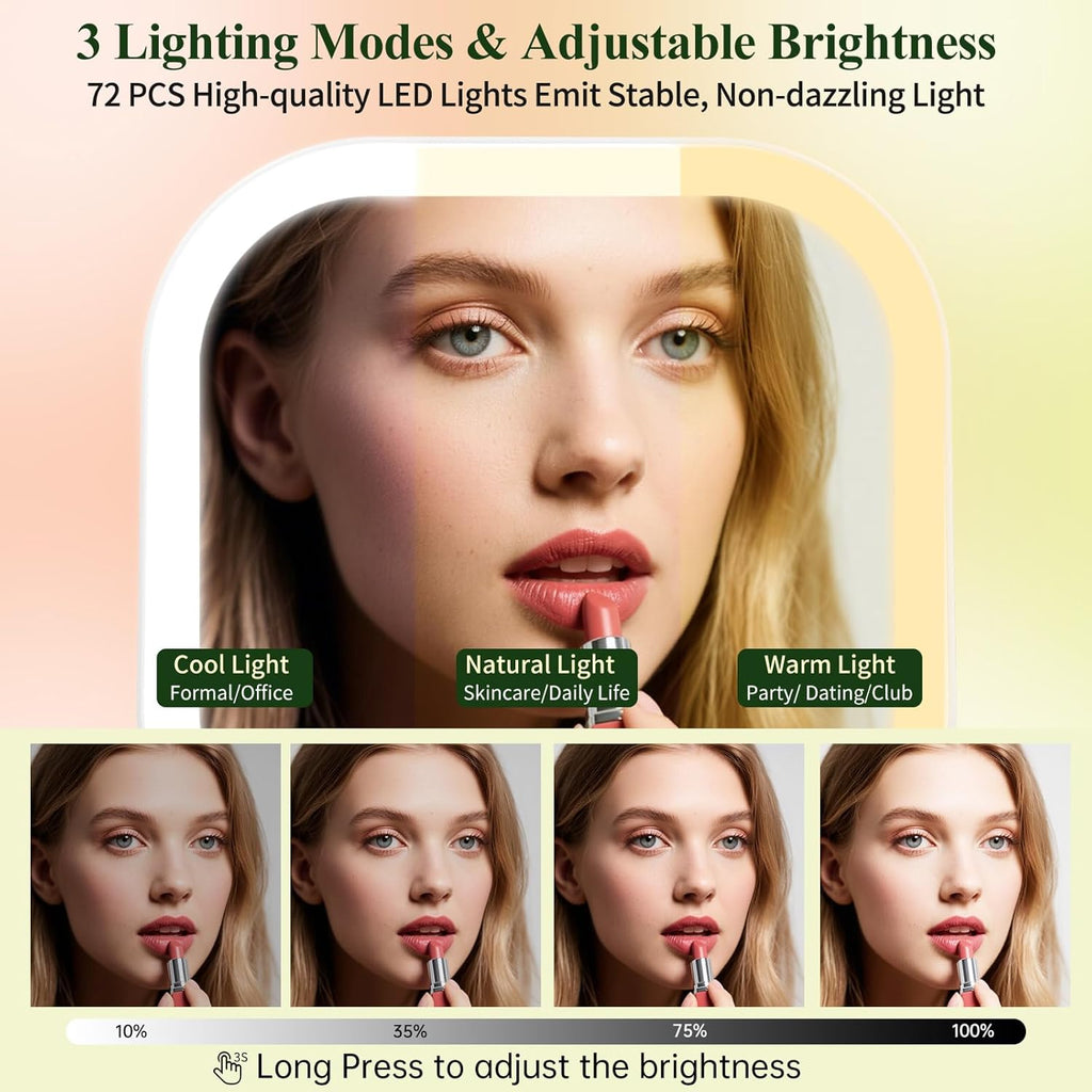 FUNTOUCH 30X Magnification Lighted Makeup Mirror,Double Sided Travel Vanity Mirror with Lights,Rechargeable 3 Color Lights & Adjustable Brightness, 300°Rotation, Foldable Portable for Christmas