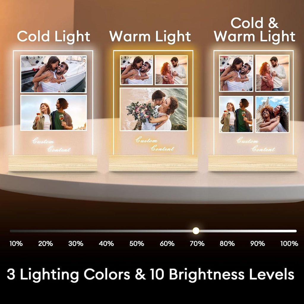 Personalized Picture Frame, Custom Tabletop Photo Frame with Light, Customized Gift for Mom/Father/Kid/Friend/Pet - Birthday, Valentine’s Day, Mother's Day, Father's Day, Christmas (R09)