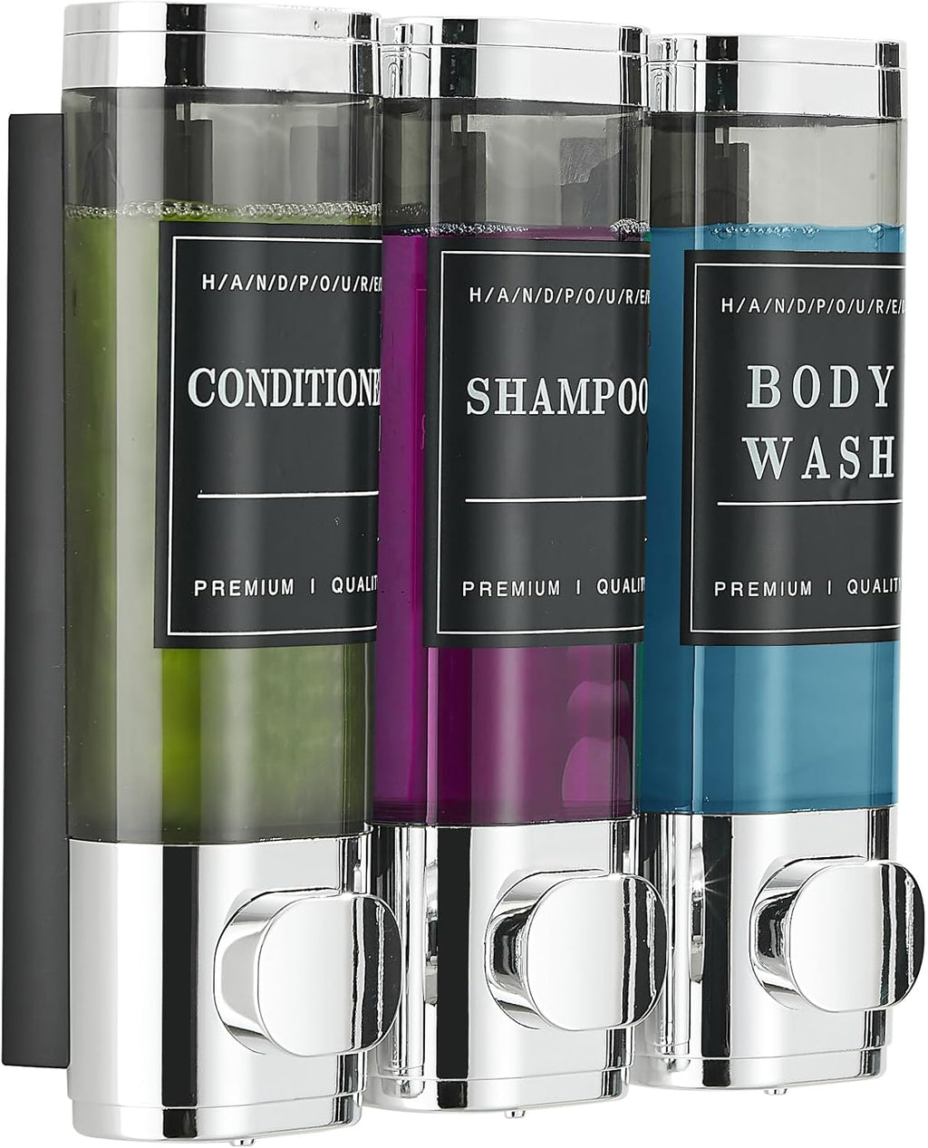 Shampoo and Conditioner Dispenser,Shower Dispenser 3 Chamber No Drill Wall-Mounted Shampoo Dispenser for Shower Wall Mounted Shower Soap Dispenser for Bathroom Hotel Large Capacity,Chrome1