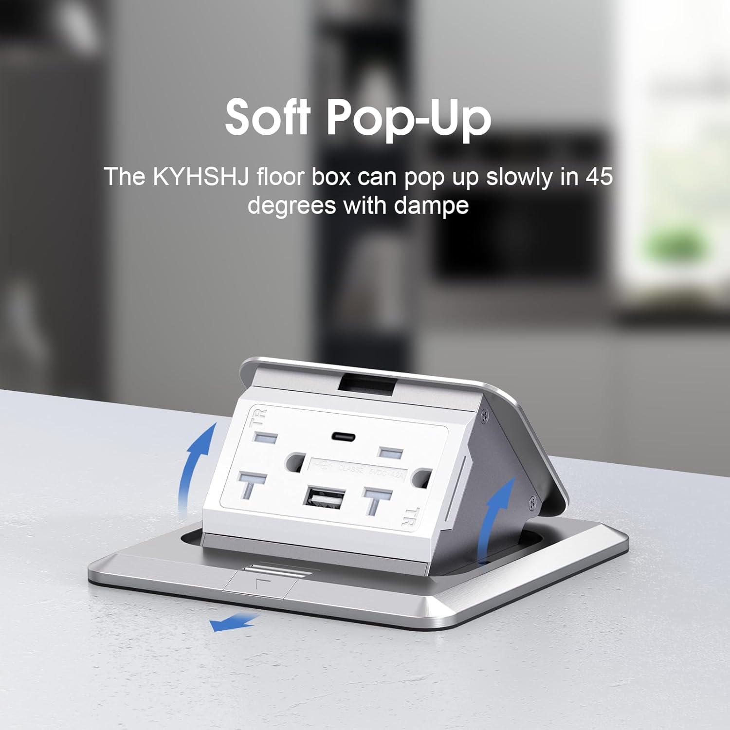 KYHSHJ USB Pop Up Floor Socket Kit with 2 * 20A Receptacle，4.8A 1 USB-A Ports &1 USB-C Port，Corrosive Resistant Hardware,Silver