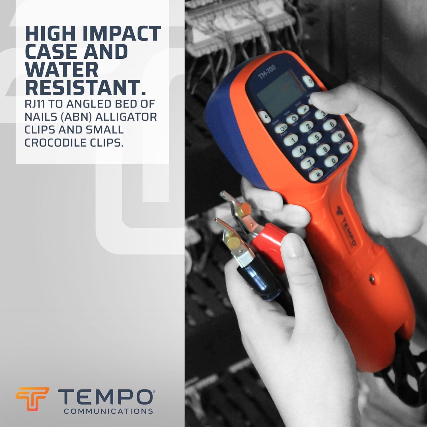 TEMPO Communications TM-500 Telephone Test Set, DSL-Compatible Lineman's Butt Set w/Headset, Tone and Pulse Dialing, ABN Bed of Nails & Spike Alligator Clips (TM-500)