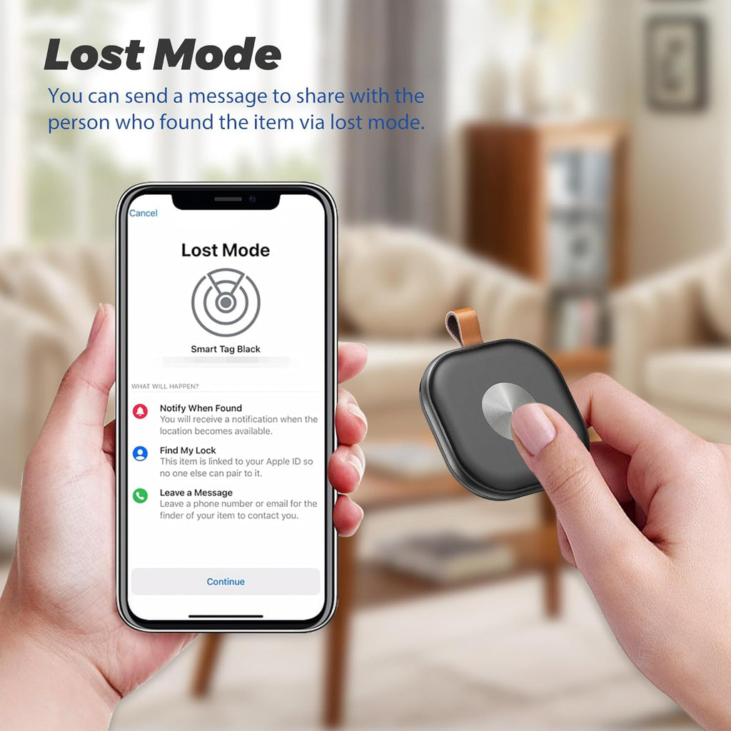 Air Tracker 4 Pack, Luggage Tracker Works with Find My App (iOS Only), Key Finder Locator with Sound for Keys, Luggage, Suitcases and Wallet, Smart Tags with Replaceable Battery, Black & White