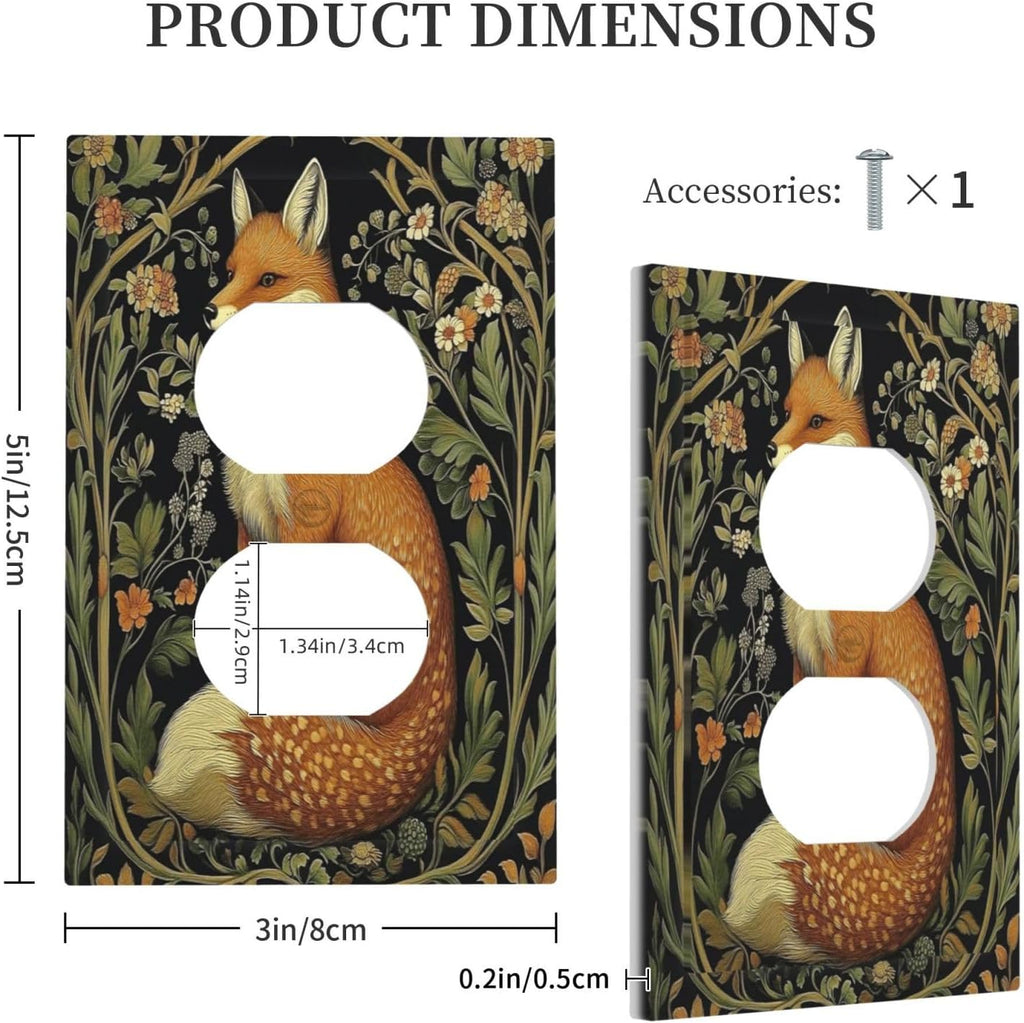 Fox Morris Plants Flowers Vine Colorful Floral Outlet Covers 1 Gang Duplex Light Switch Cover Decorative Switch Plates Electrical Receptacle Faceplate Wall Plate For Bed Room Living Room Decor
